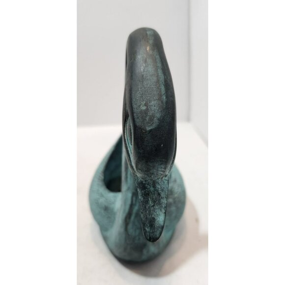 Vtg Toyo Korea Bronze Swan Home Garden Planter with Verdigris Patina 7" - Picture 8 of 14